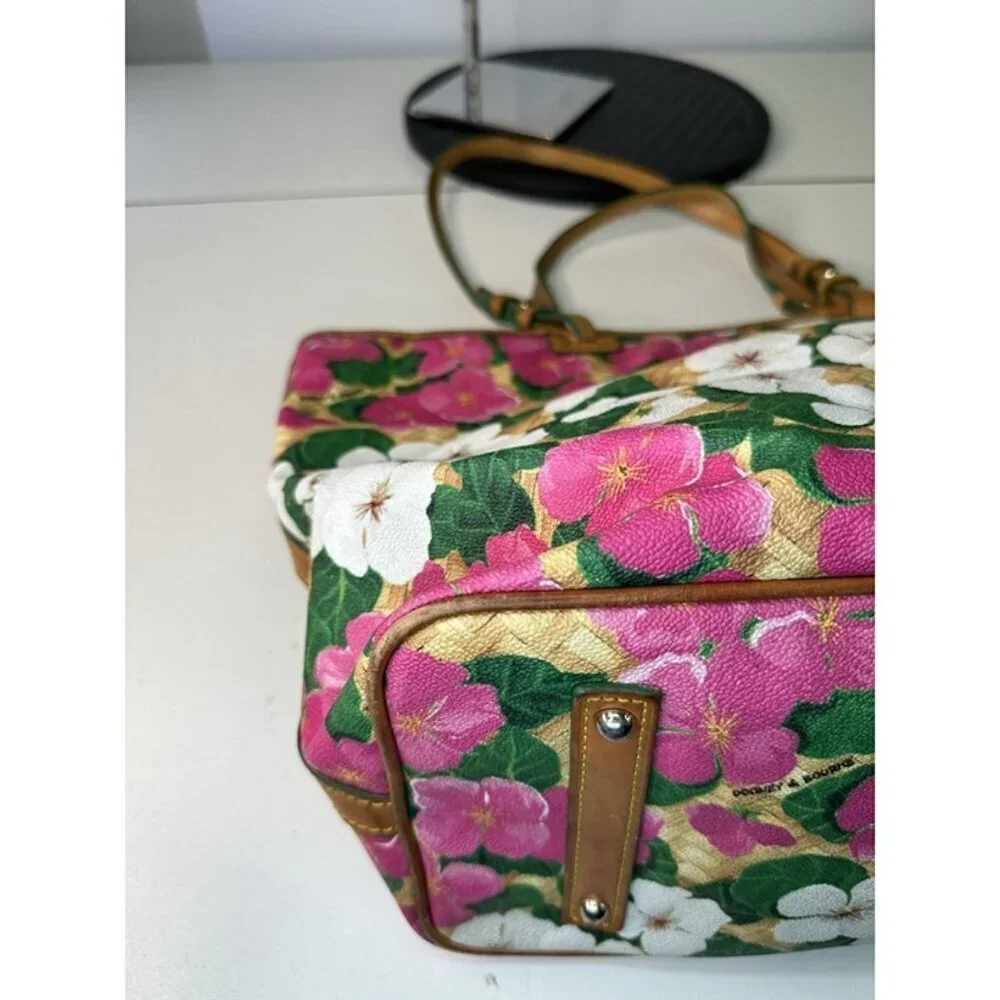 Dooney & Bourke Beautiful Pink And White Floral Print Leather Tote - Picture 10 of 12